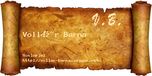Vollár Barna névjegykártya